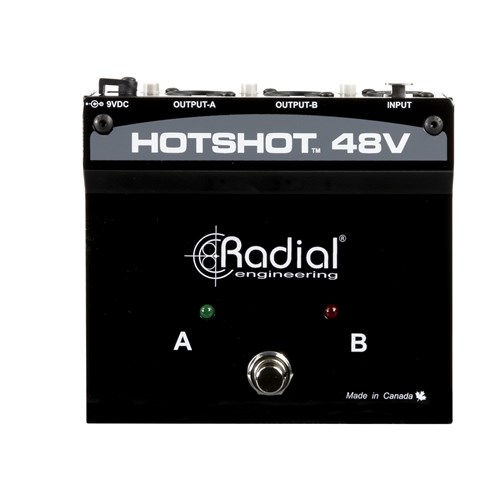 Radial HOTSHOT 48V - Phantom Power supply and footswitch toggles condensor mic between two outputs