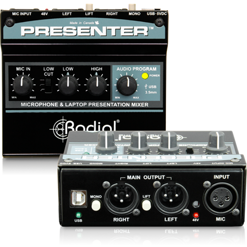 Radial PRESENTER - AV presentation interface w/ USB, 3.5mm, & Mic ins, Stereo balanced outs 