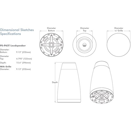 PS-P63T 6.5in Black Pendant Professional Series Sonance